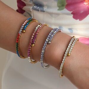 18 K Gold Plated Stainless Steel Sparkling Cz Bracelet